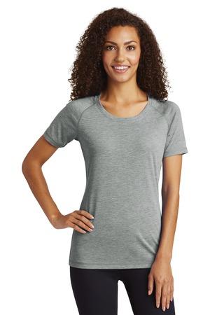 Sport-Tek Ladies PosiCharge Tri-Blend Wicking Scoop Neck Raglan Tee