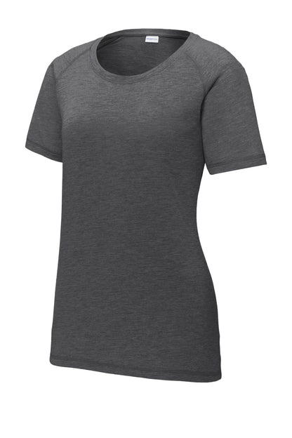 Sport-Tek Ladies PosiCharge Tri-Blend Wicking Scoop Neck Raglan Tee