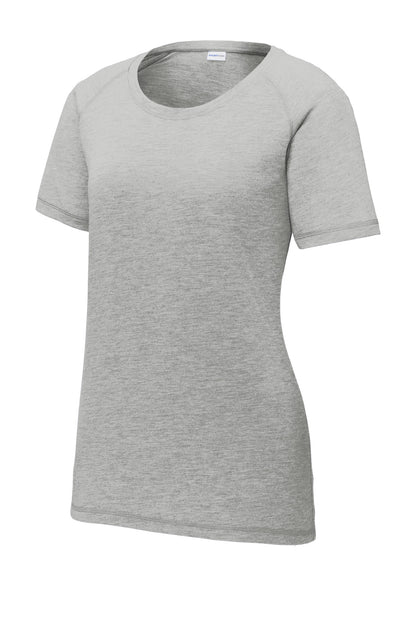 Sport-Tek Ladies PosiCharge Tri-Blend Wicking Scoop Neck Raglan Tee