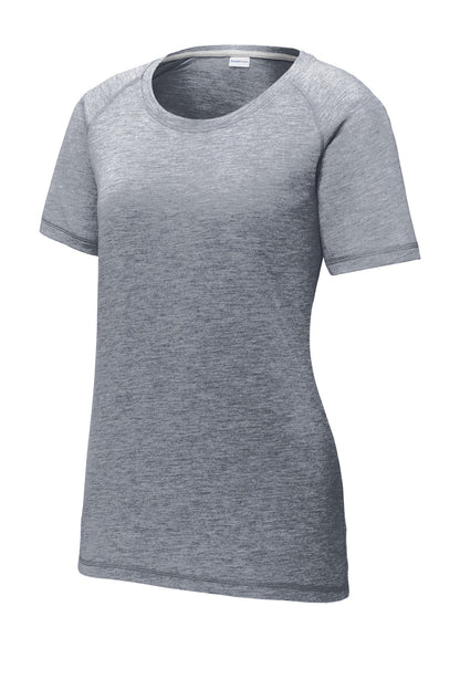 Sport-Tek Ladies PosiCharge Tri-Blend Wicking Scoop Neck Raglan Tee