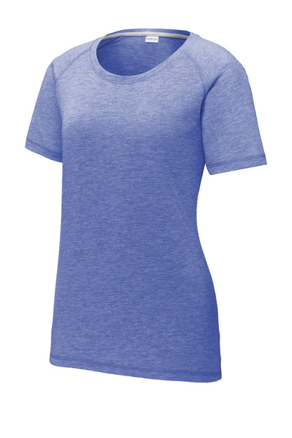 Sport-Tek Ladies PosiCharge Tri-Blend Wicking Scoop Neck Raglan Tee